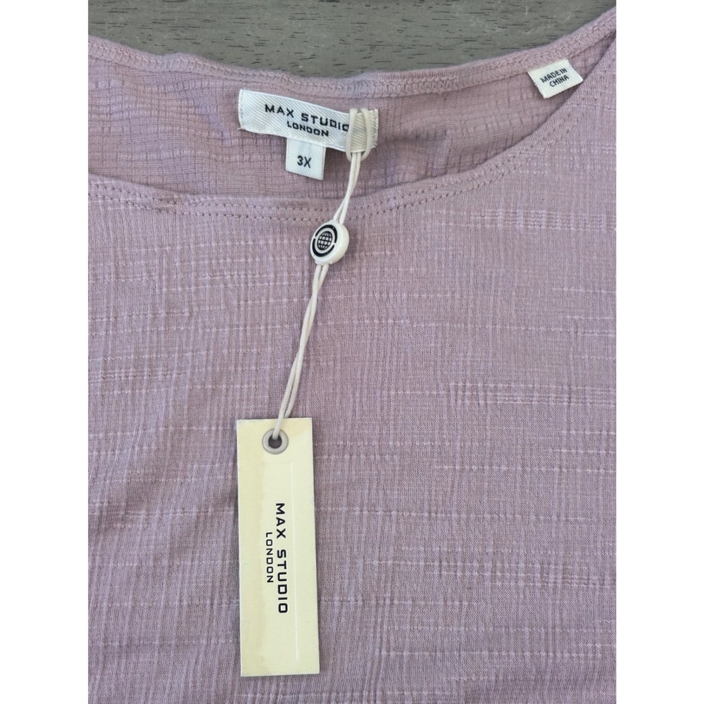 Max Studio London Women 3X Mauve Pink Slub Knit Balloon Sleeve Blouse NWT - Picture 3 of 8